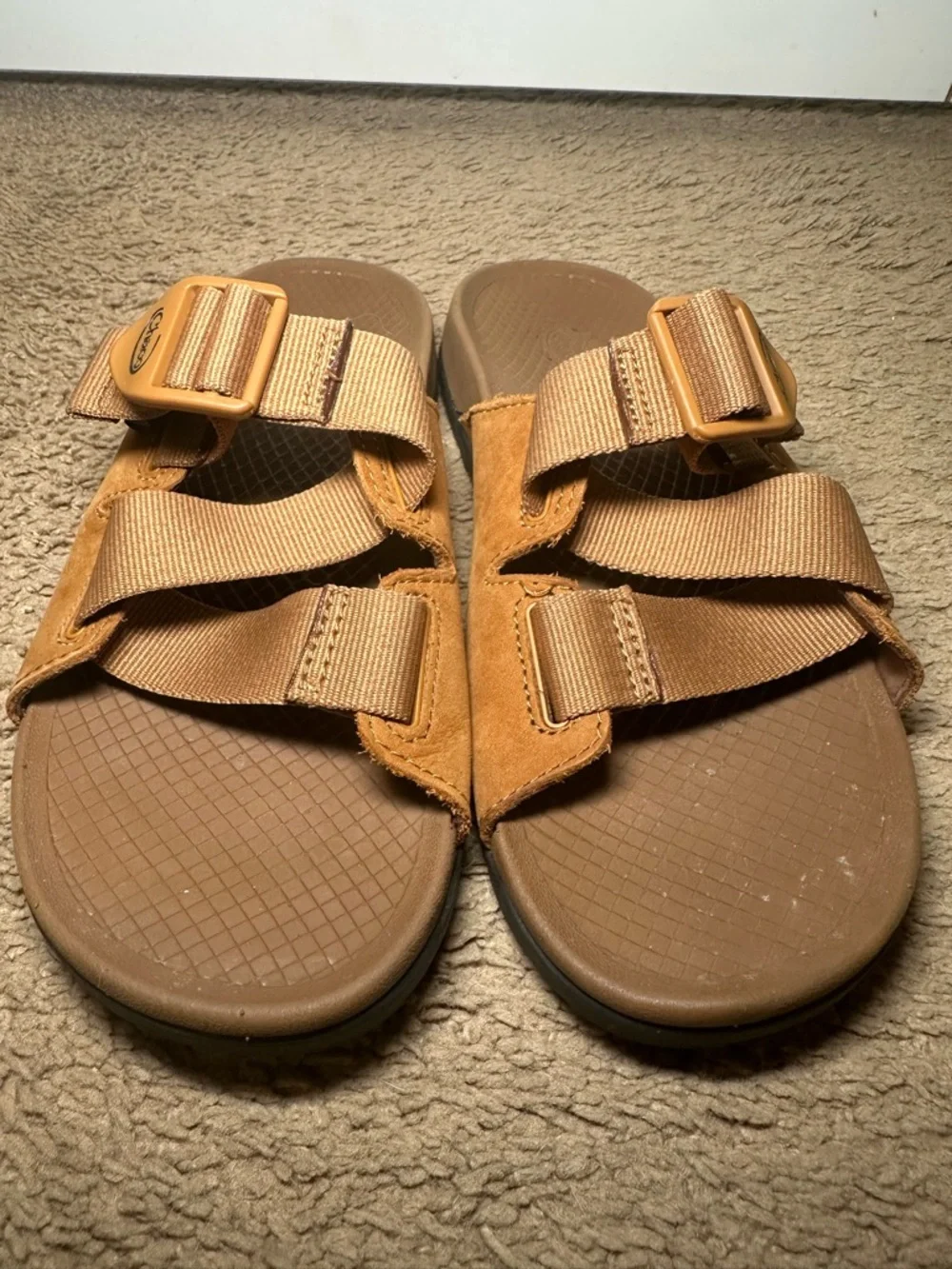 Chaco Women's Lowdown Leather Slide Sandals Size 6 Camel Color